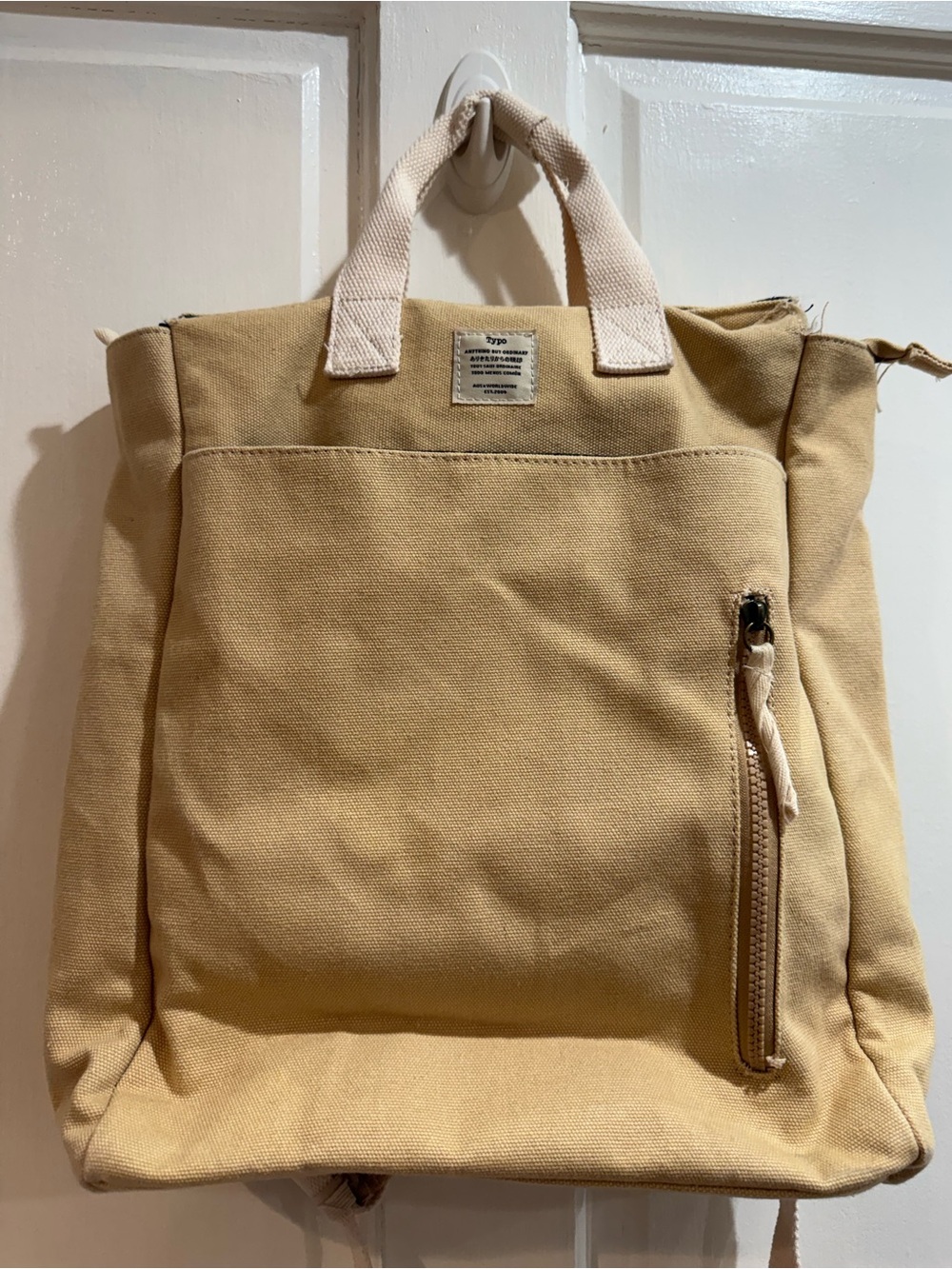 Canvas Tote Backpack in Beige - Casual Everyday Pack